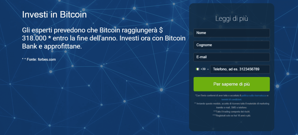 bitcoin bank iscrizione