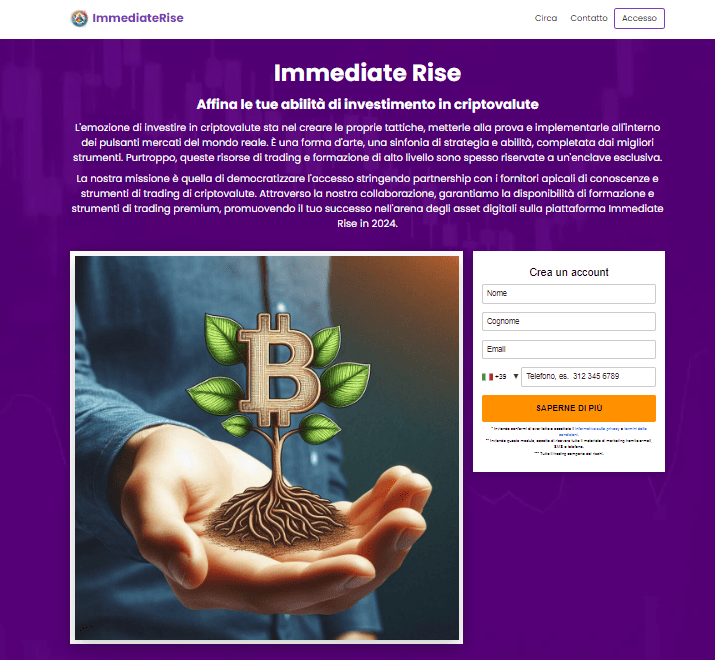 immediate rise iscrizione