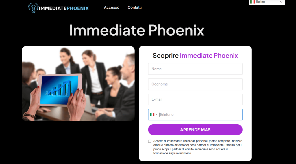 immediate phoenix iscrizione