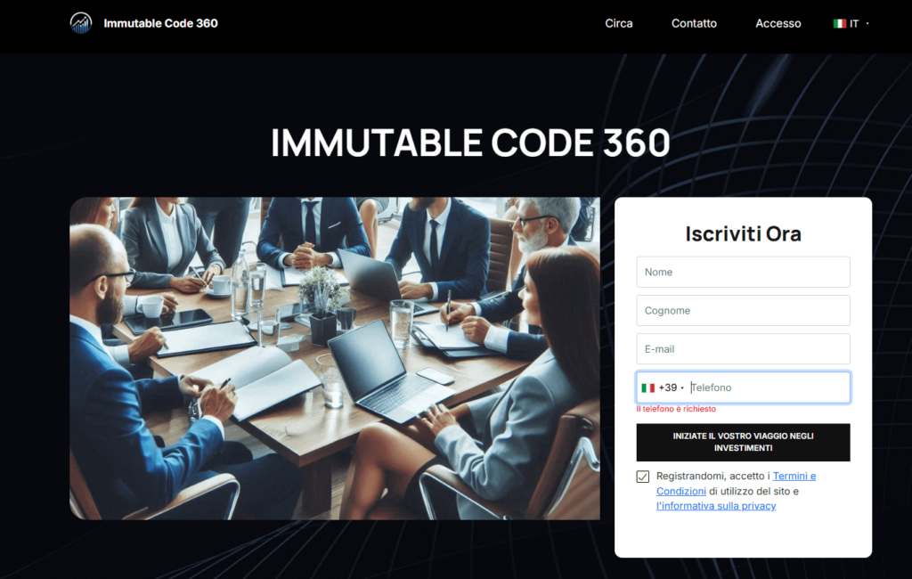 immutable code 360 iscrizione