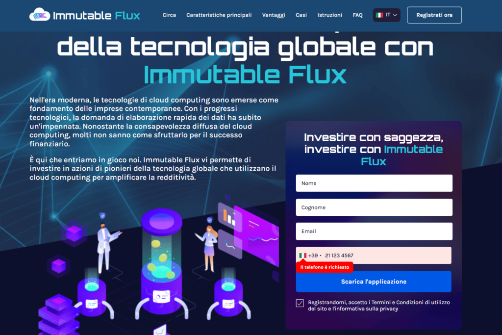 immutable flux iscrizione