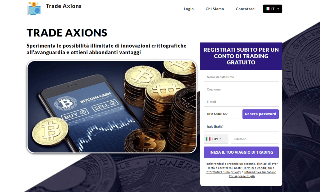 trade axions iscrizione