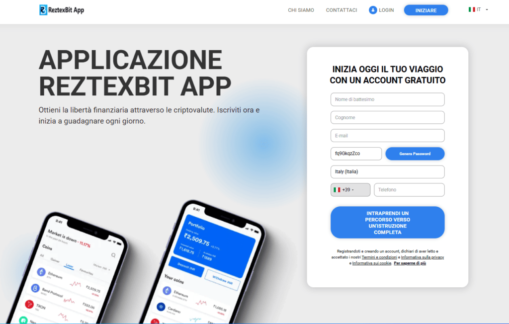 reztexbit app iscrizione