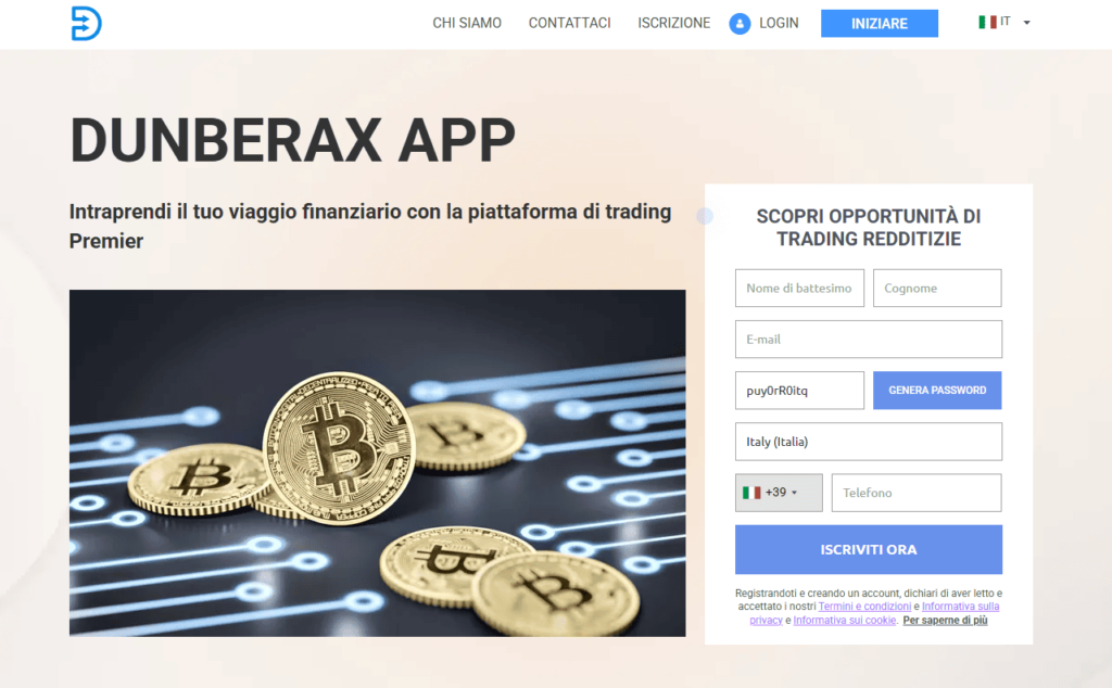 dunberax app iscrizione