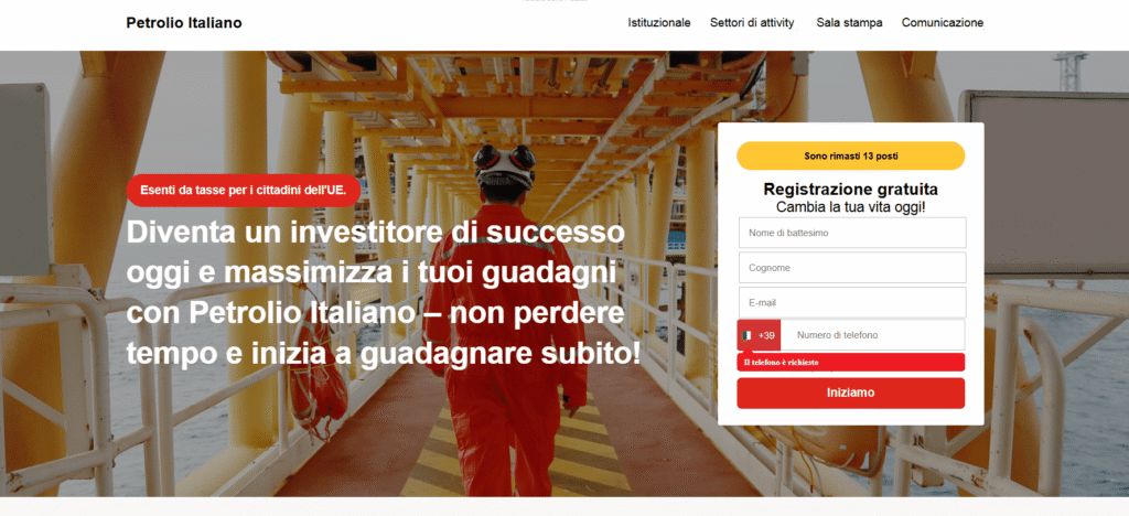 petrolio italiano iscrizione