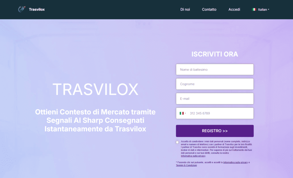 trasvilox iscrizione
